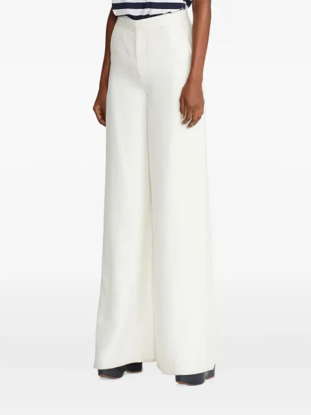Pantaloni Ralph Lauren Collection de mătase alb
