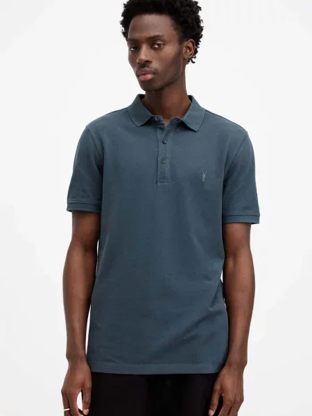AllSaints polo REFORM SS niebieska