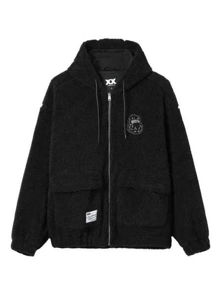 Geacă Fingercroxx cu broderie din fleece cu glugă negru