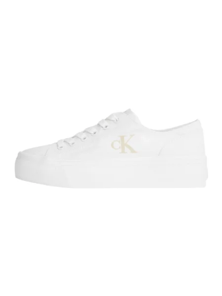 Sneakersy Calvin Klein Jeans sznurowane skórzane białe