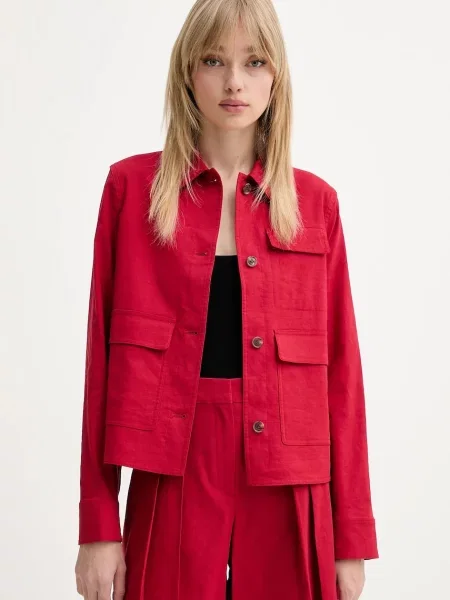 Theory kurtka lniana przejściowa czerwony