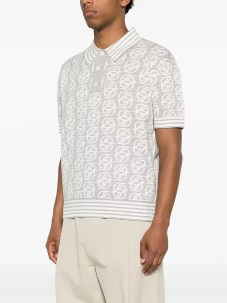 Ριγέ πλεκτό polo Drôle De Monsieur γκρι