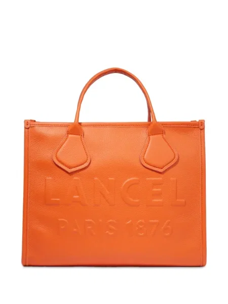 Geantă shopper Lancel din piele portocaliu