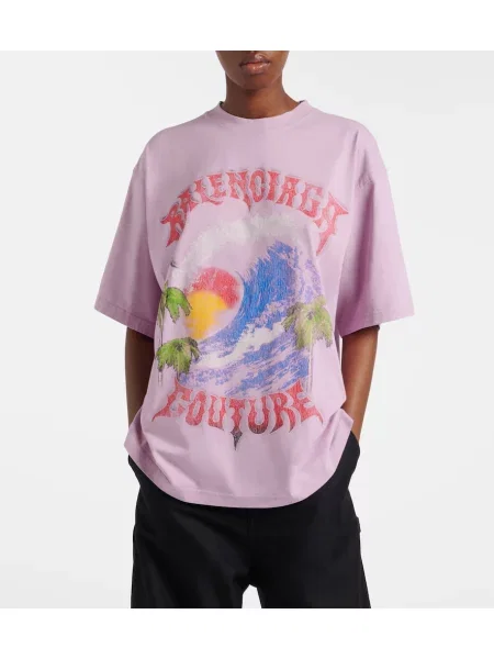 Tricou Balenciaga cu imagine din jerseu violet
