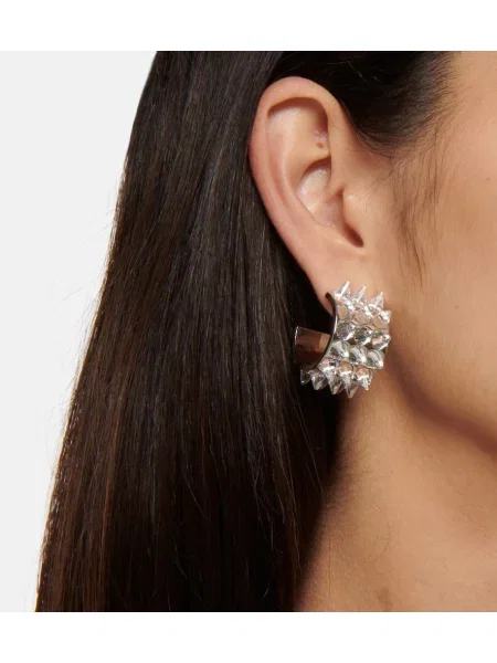 Cercei Amina Muaddi de cristal argintiu