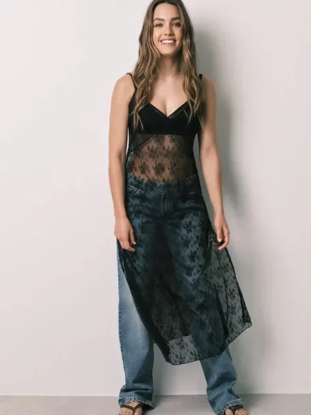 Women'secret sukienka letnia koronkowa czarna
