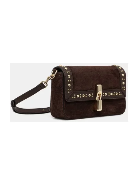 Torebka Furla skórzana z ćwiekami brązowa
