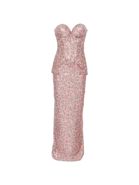 Fustă Mitiliane Couture cu paiete cu model leopard roz