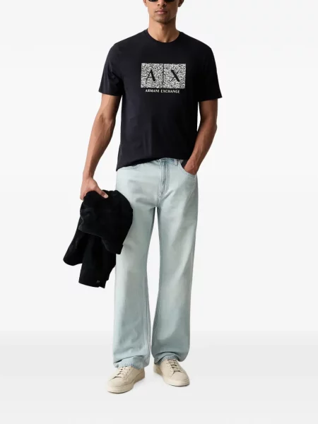 Scurt tricou Armani Exchange cu imagine negru