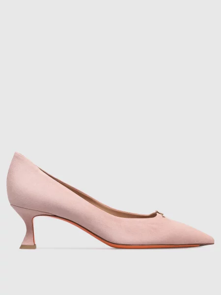Замшевые туфли Santoni с пряжкой розовые