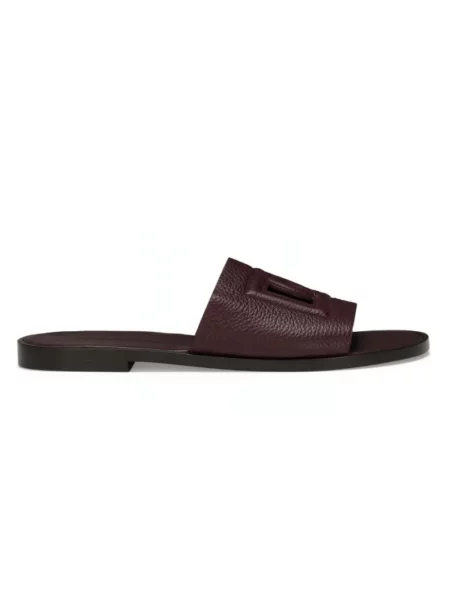 Lniane klapki Dolce And Gabbana z logo czerwone