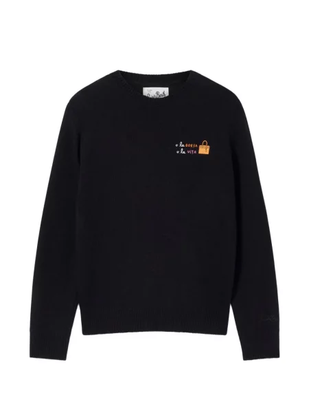 Top Mc2 Saint Barth cu broderie de lână negru