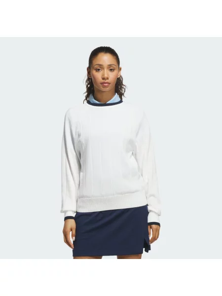 SWETER DZIANINOWY Z OKRĄGŁYM DEKOLTEM biały