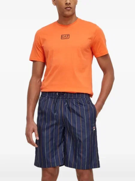 Шорти Fila на райета с автограф синьо