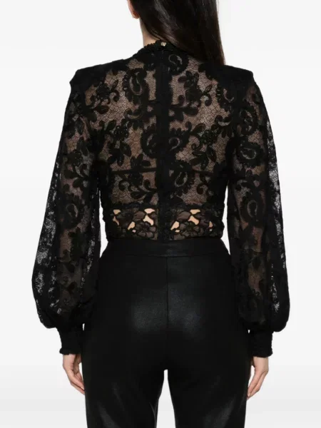 Top Babylone Paris din dantelă negru
