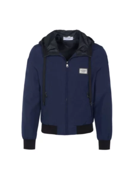Kurtka bomber Dolce And Gabbana z kapturem niebieski