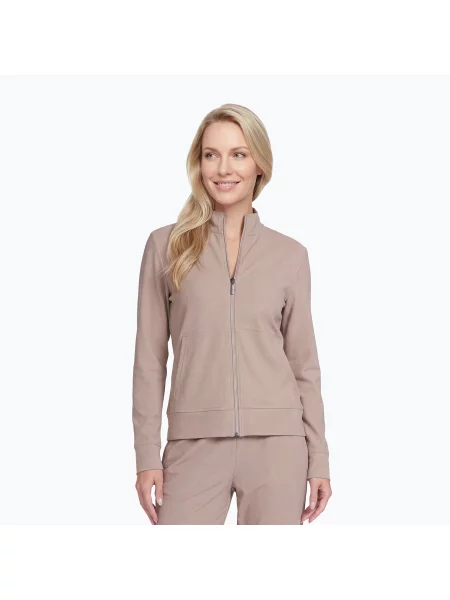 Bluză pentru femei SKECHERS GO Luxe Rib Everyday Full Zip taupe/brown maro
