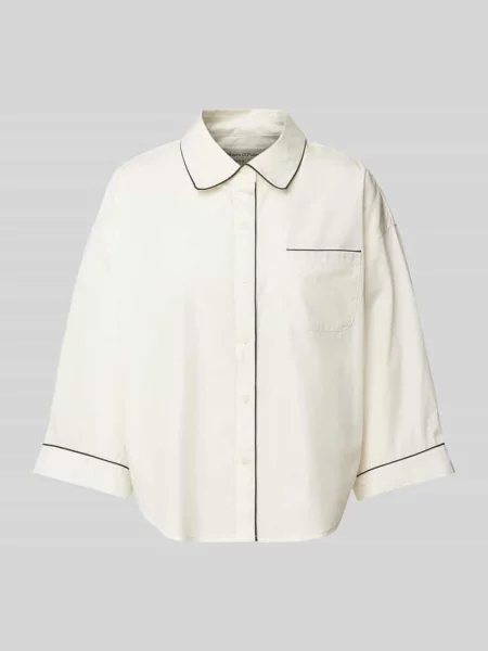 Bluzka dresowa o kroju oversized z czystej bawełny z detalami w kontrastowym kolorze Marc O'polo biała