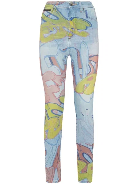 Blugi skinny Philipp Plein cu imagine albastru