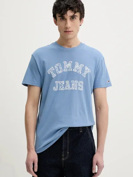 Majica Tommy Jeans za muškarce s tiskom plava