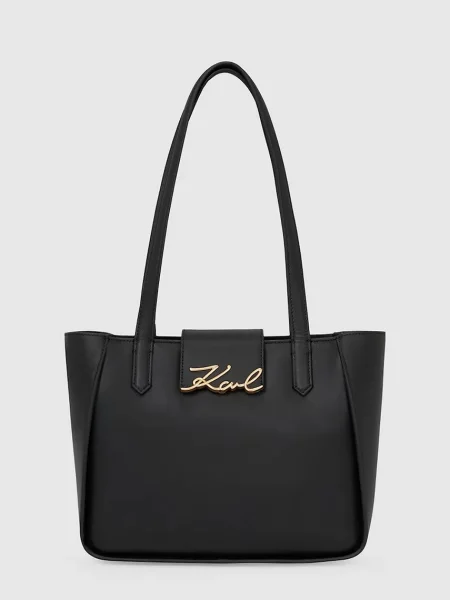 Geanta de piele Karl Lagerfeld K/Signature din piele negru
