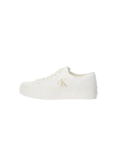 Calvin Klein Sneakers Vulc Flatform Low Canvas Mg Écru alb