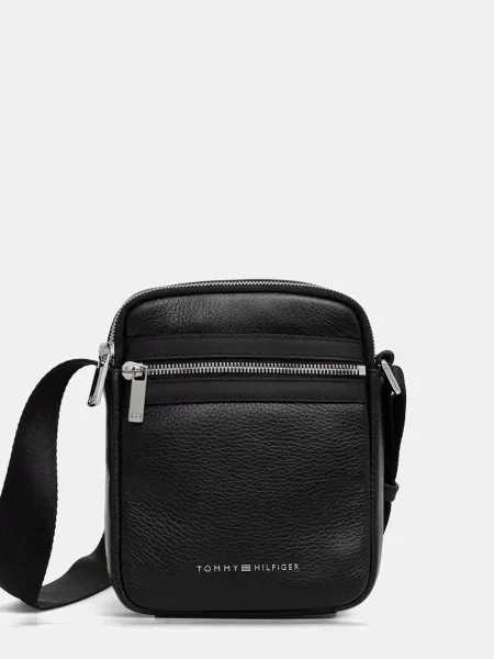 Torbica za okrog pasu Tommy Hilfiger Th Bus Leather Mini Reporter črna