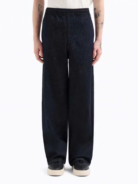 Широкі джинси Armani Exchange бавовна/поліестер синій