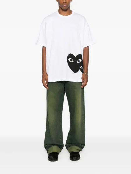 Тениска Comme Des Garçons Play със сърца бяло