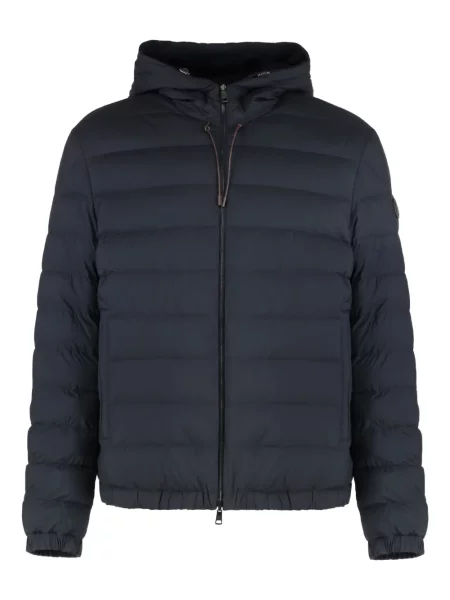 Geacă Moncler cu glugă albastru