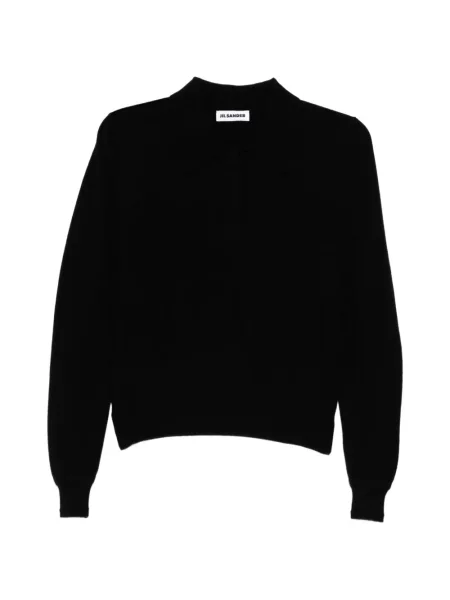 Ușor tricou polo Jil Sander de lână negru