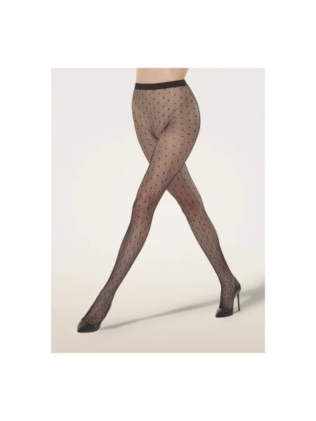 Rajstopy Wolford w grochy brązowe
