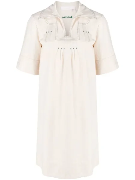 Rochie mini See By Chloe cu broderie scurtă alb