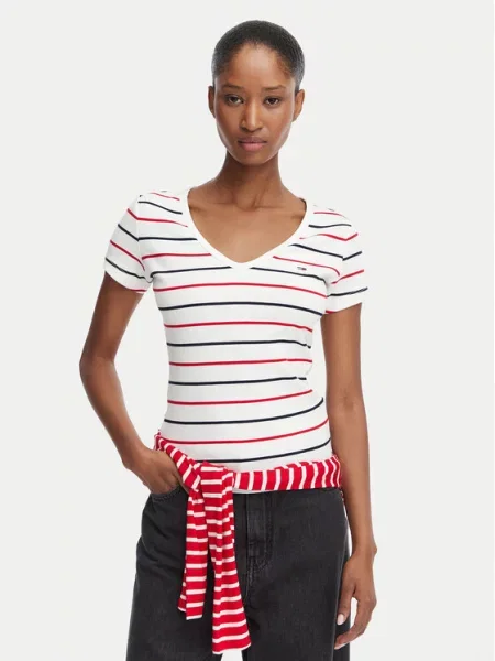 Tommy Jeans Majica ESSENTIAL plava / crvena bijela