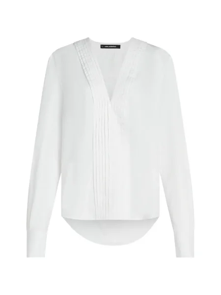 Блуза Karl Lagerfeld с V-образно деколте бяло