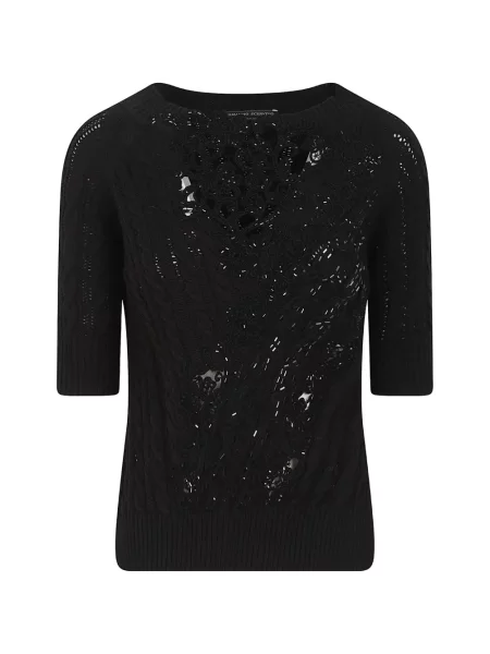 Top Ermanno Scervino cu model floral tricotate negru