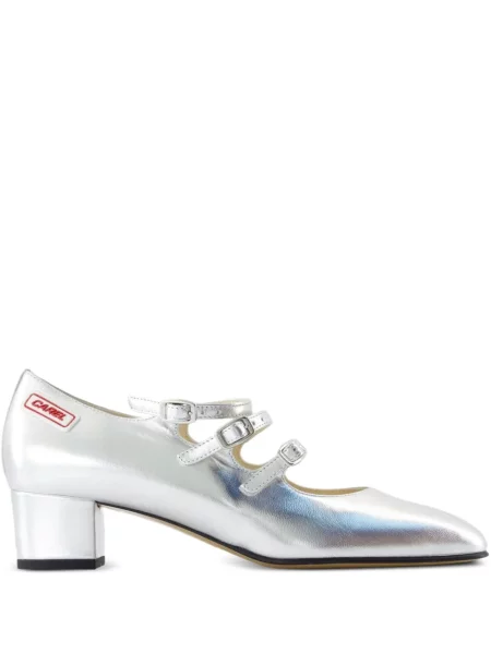 Кожени полуотворени обувки Carel Paris сребристо
