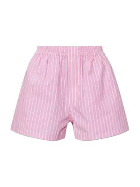 Szorty Balenciaga w paski z paskiem różowe