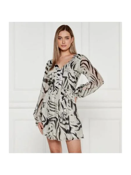 GUESS Rochie cu cordon MARCELLE cu adaos de mătase gri