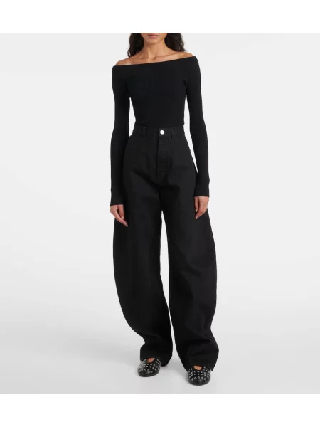 Balerini Alaïa din piele negru