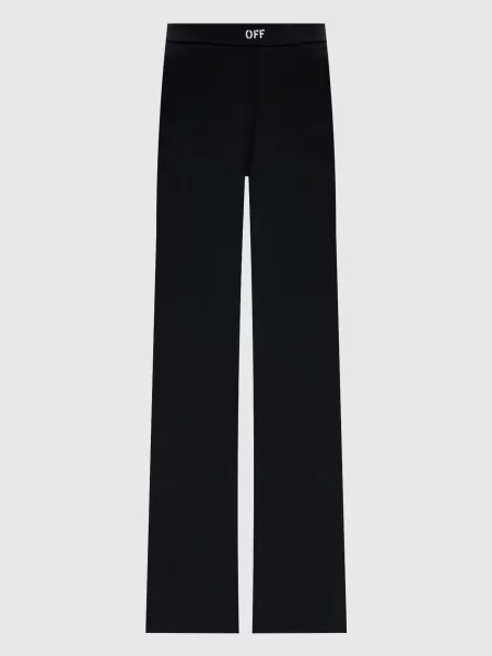 Брюки Off-white с принтом клеш черные