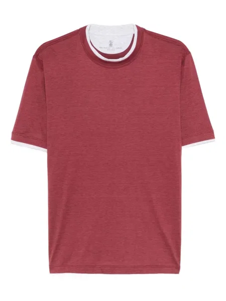 Tricou Brunello Cucinelli cu decolteu rotund roșu