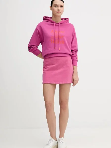 Вельветова спідниця United Colors of Benetton mini пряма рожевий