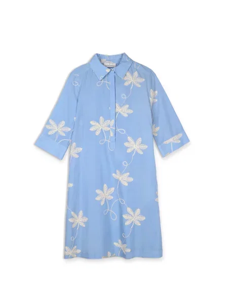 Lola Casademunt Dolga srajca nebeško modra / volneno bela