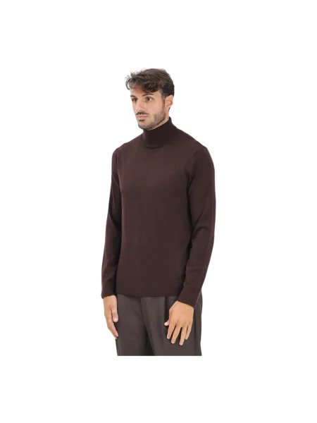 Sweter Selected Homme z wysokim kołnierzem brązowy