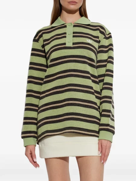 Top Adidas cu dungi tricotate verde