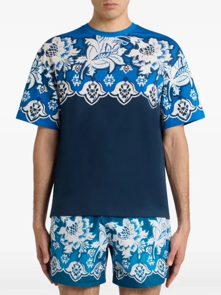 Tricou Etro cu model floral cu imagine albastru