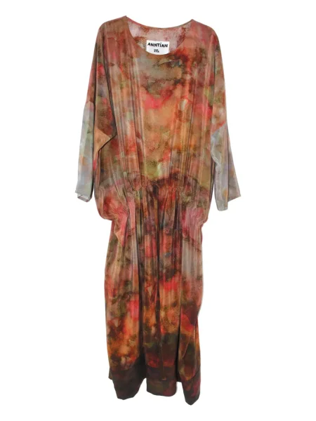 Sukienka midi Anntian z nadrukiem do kolan garniturowa brązowa