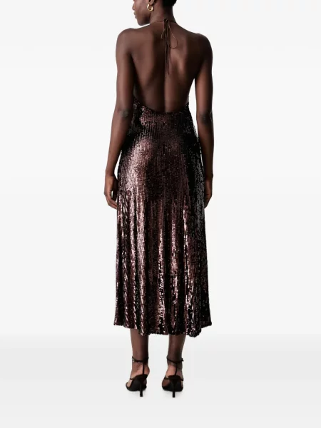 Rochie midi Bardot cu paiete maro