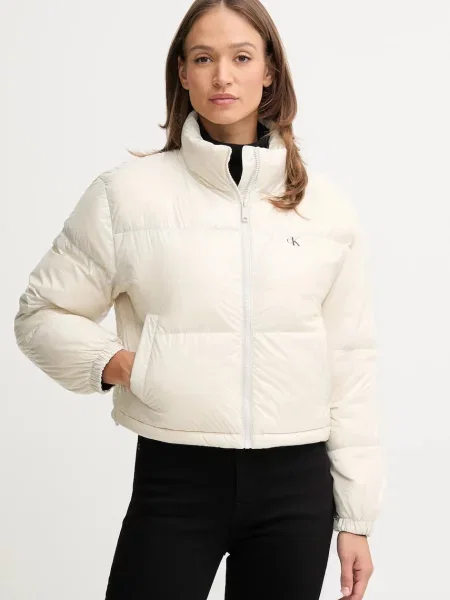 Пухено яке Calvin Klein Jeans зимен модел бежово